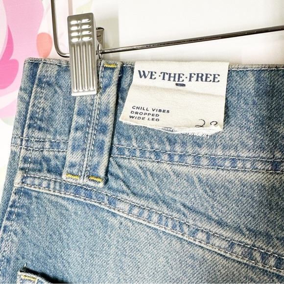 NEW Free People We The Free Chill Vibes Dropped Wide Leg Low Tide Denim Jeans 28 - Picture 14 of 14